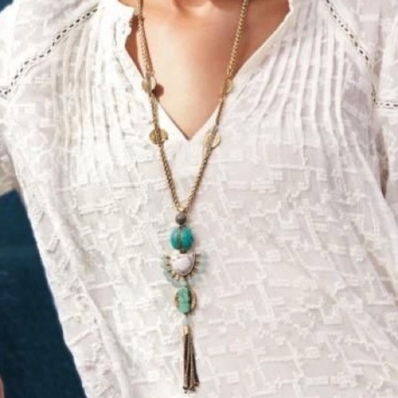 Stella & Dot Turquoise Tassel 4 ways to wear Necklace - Picture 11 of 11